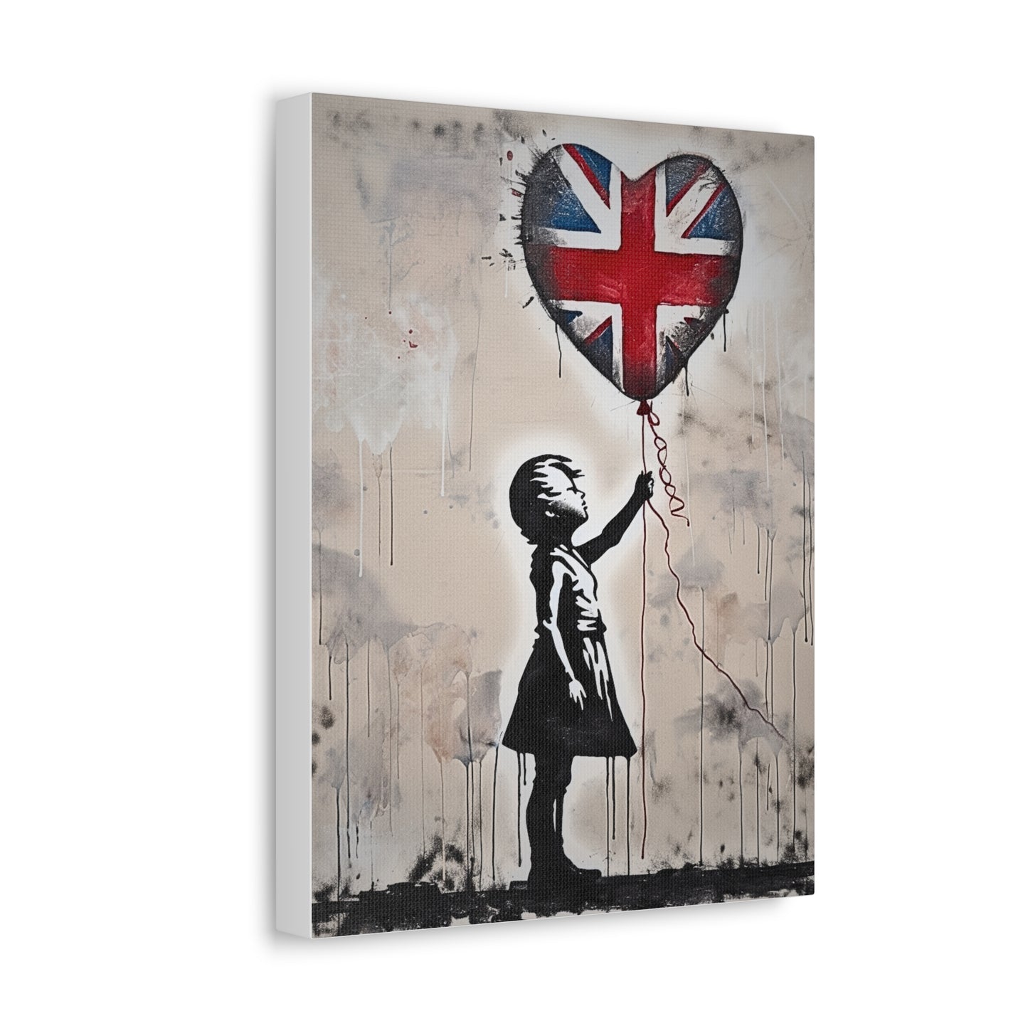 girl-with-a-balloon-with-a-union-jack-twist-satin-canvas-stretchedat Willow and Wine!