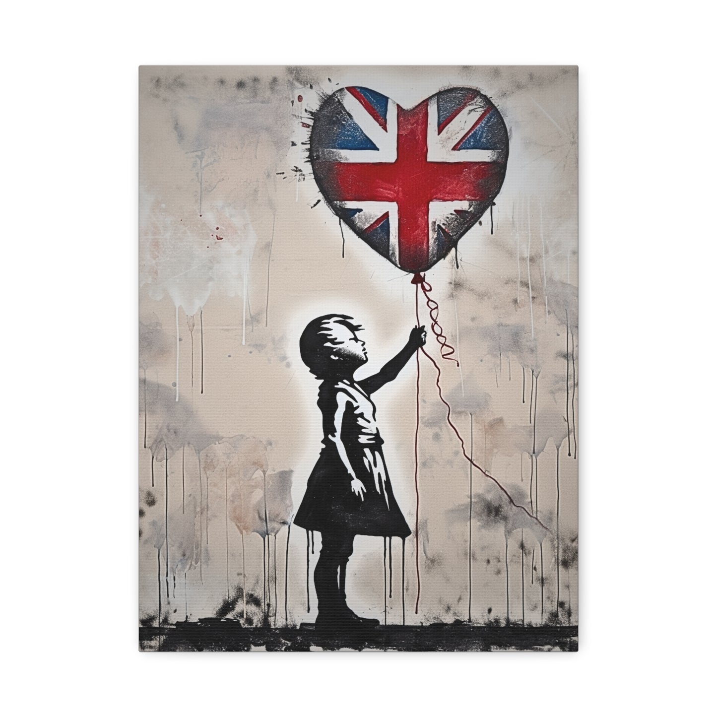 girl-with-a-balloon-with-a-union-jack-twist-satin-canvas-stretchedat Willow and Wine!