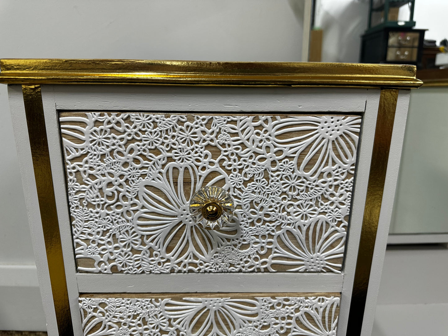 Mid Century Vanity Drawers with Tall Mirror